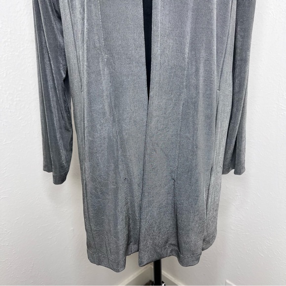 CHICOS TRAVELERS COLLECTION WOMENS SPARKLY DARK GRAY OPEN FRONT CARDIGAN Sz 2 - Picture 3 of 12